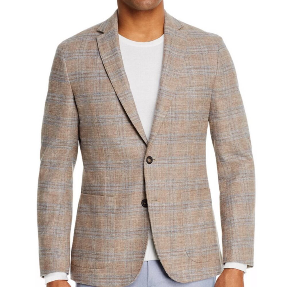Dylan Gray Window Pane Classic Fit Blazer, Beige Tan 44R & 46R New with Tags